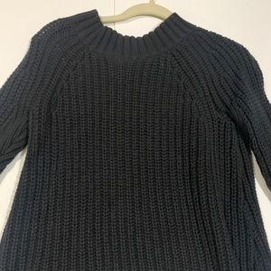 Black Knit Sweater Flare Sleeve